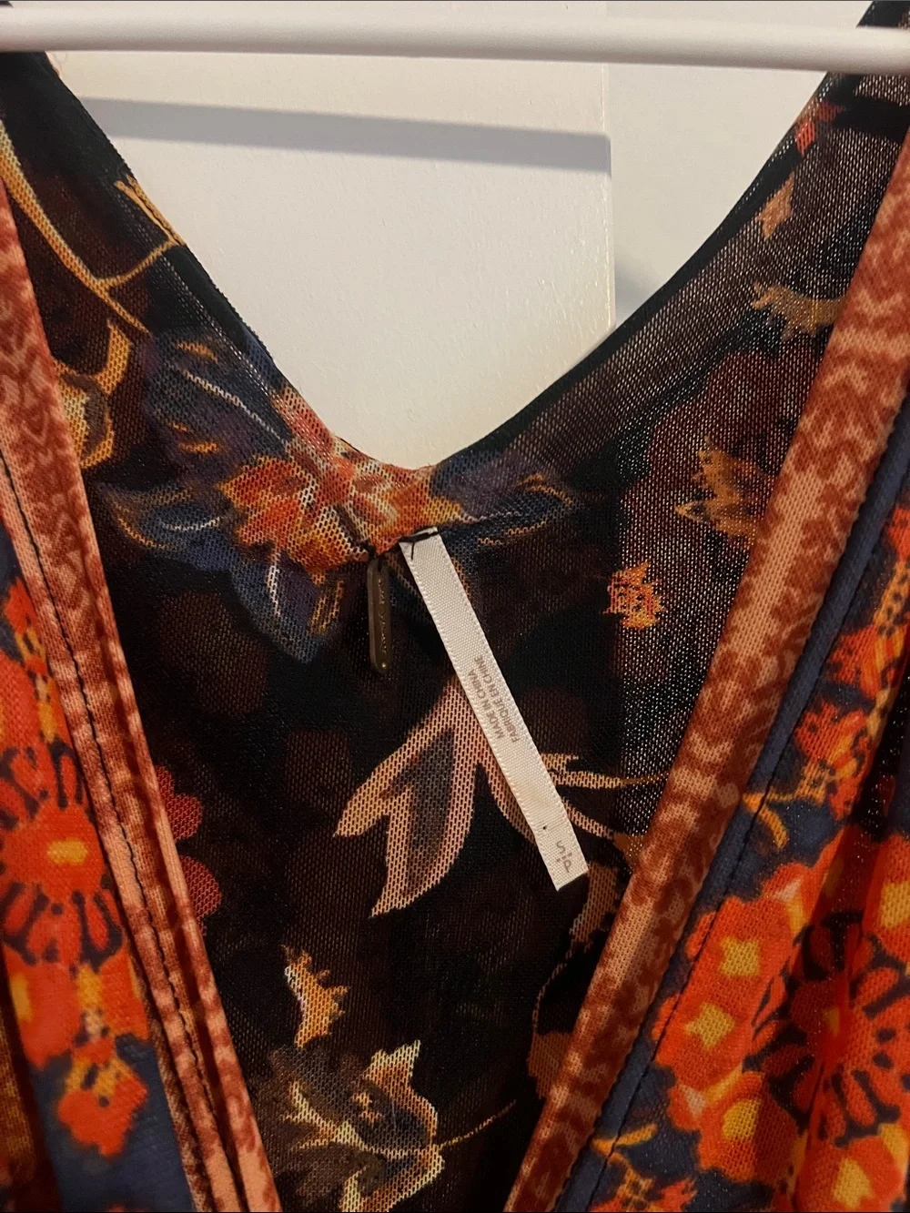 Free Prople Mesh Black Floral Tank Top Sz Small